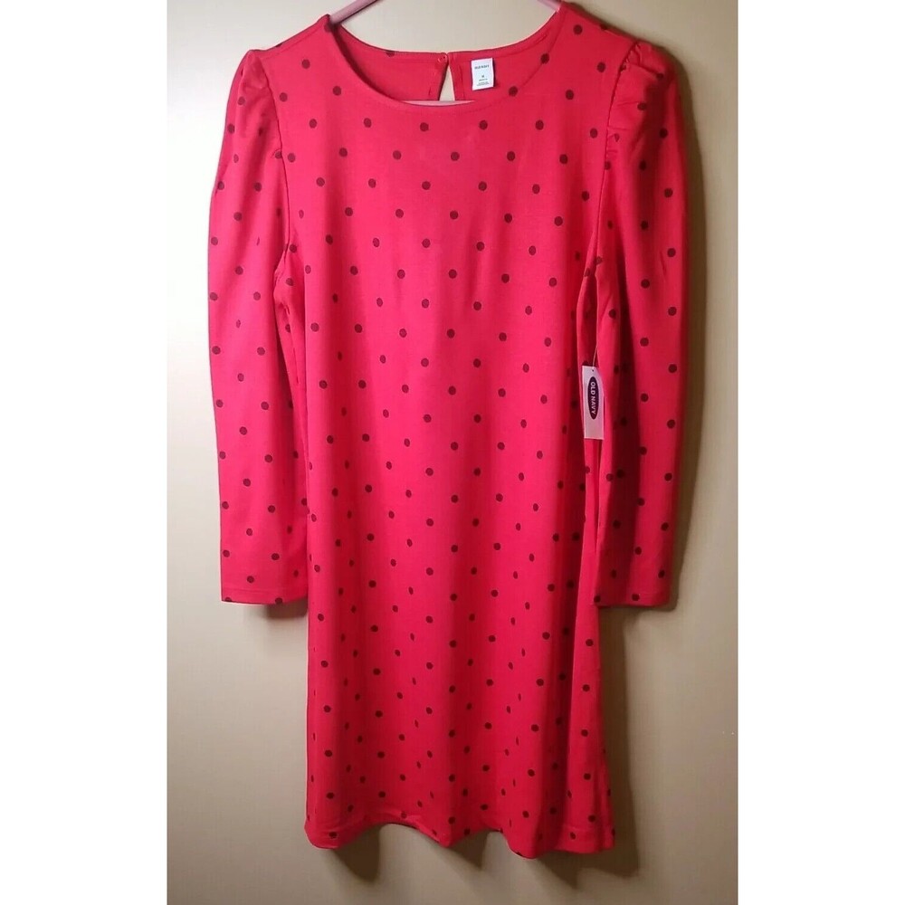 Old Navy Red Polka Dot Women's Pullover Long Sleeve Dress Size Medium